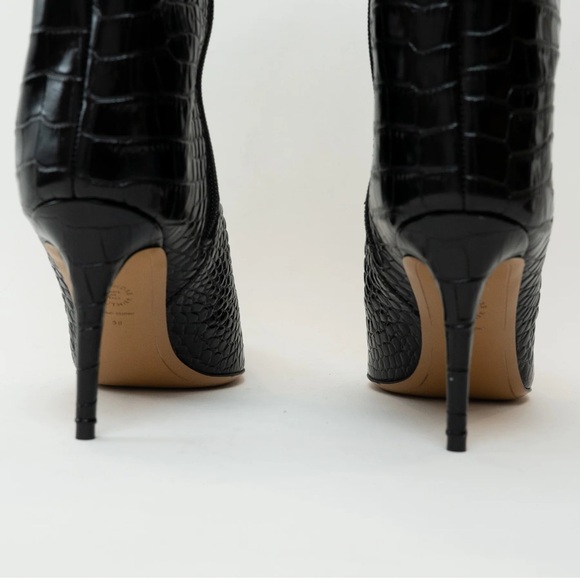 Alexander Vautier black croc embossed stilletto boot - Picture 6 of 11